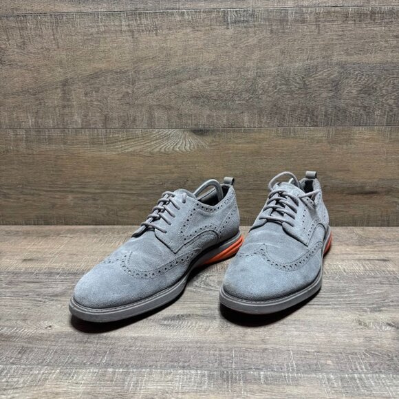 Cole Haan Grand Evolution Gray Suede Wingtip Oxfords Men's Size 10.5 - Picture 1 of 6